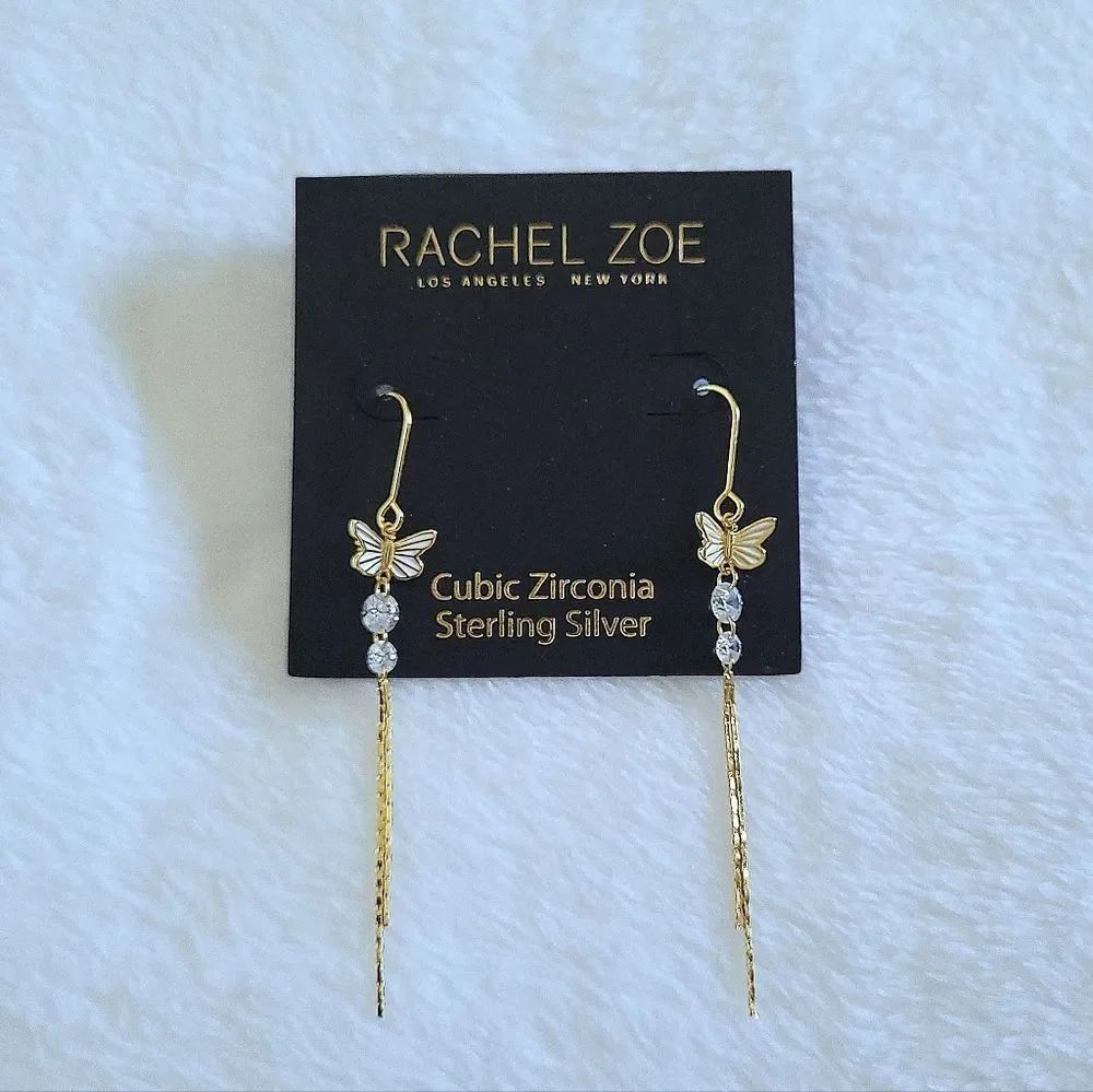 ✨️HP✨️ Rachel Zoe Dainty White Enamel Butterfly🦋 Dangle Earrings